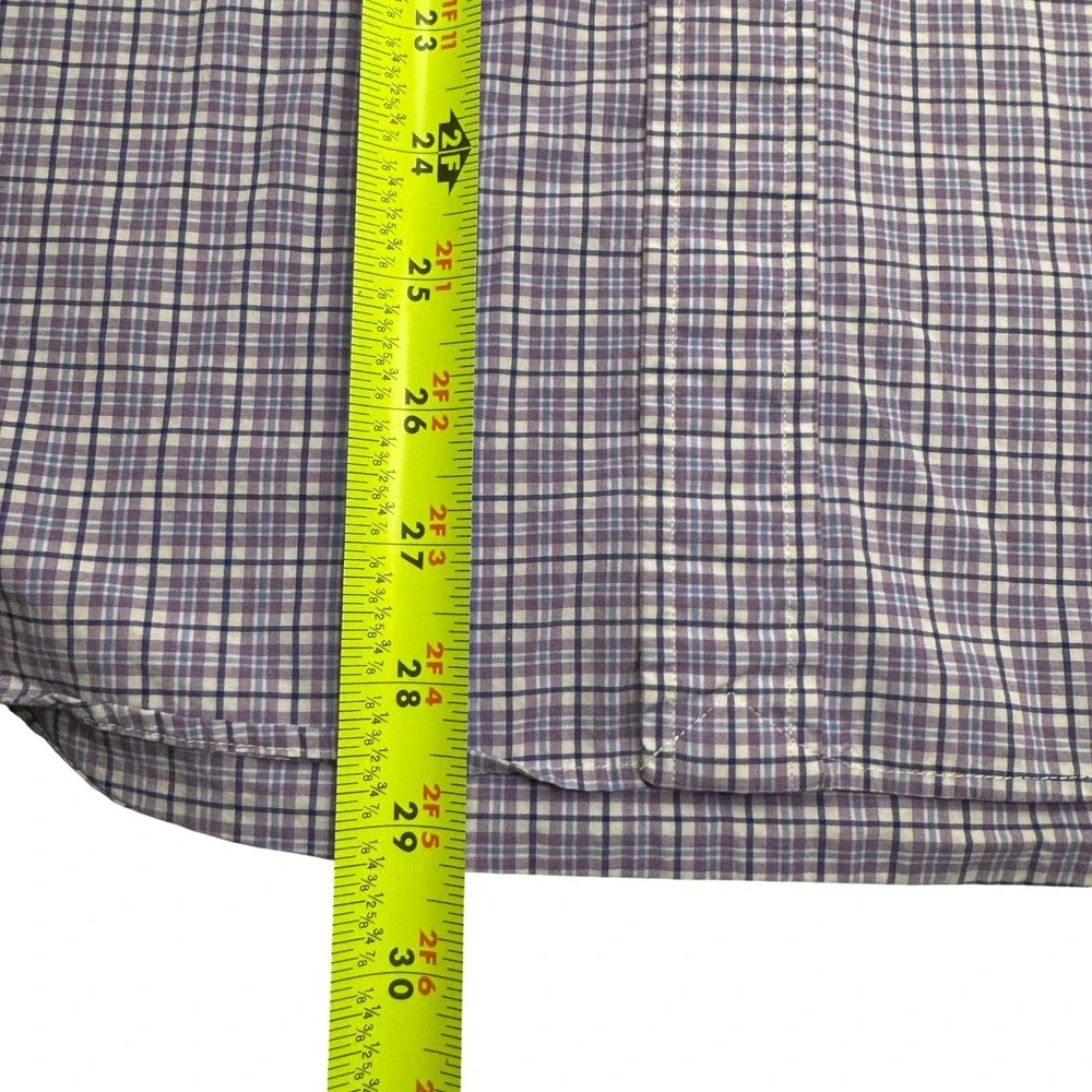 Polo Ralph‎ Lauren Mens Button Down Shirt Purple Plaid Stretch Cotton Size M